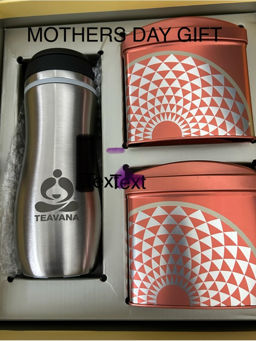 Teavana Stainless Tumbler with Coral Patterned Tea Canisters MOTHERS DAY GIFT
